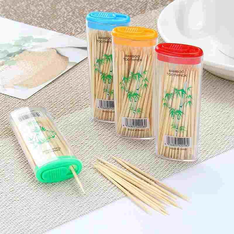 创意打火机盒装竹木牙签 便携式一次性双头家用迷你随身牙签盒