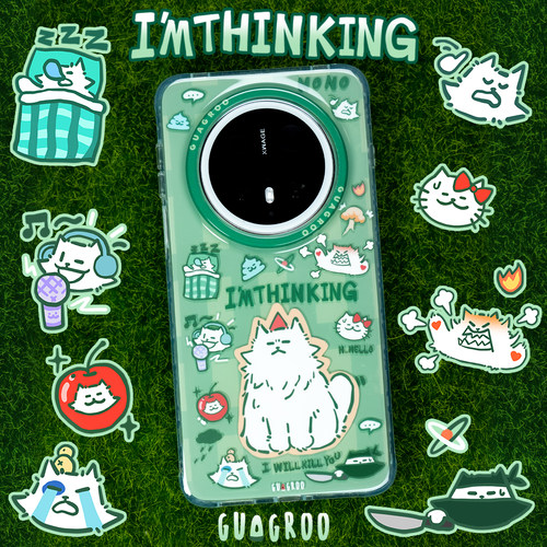 瓜咕噜「俺寻思」很有态度！原创手机壳适用华为Mate80ProMax光面可爱70pro+卡通拼贴双层60保护壳新款插画师