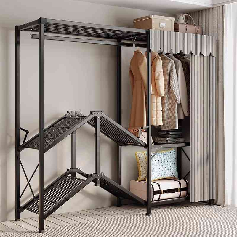 折叠简易衣柜家用卧室免安装布衣橱小户型全钢架结实耐用出租房用