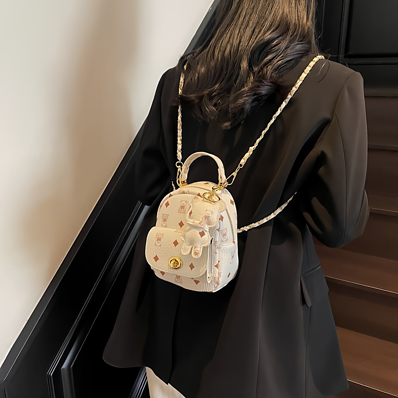 梵花女包2025新款时尚百搭双肩包女士小香风大容量链条手提小背包