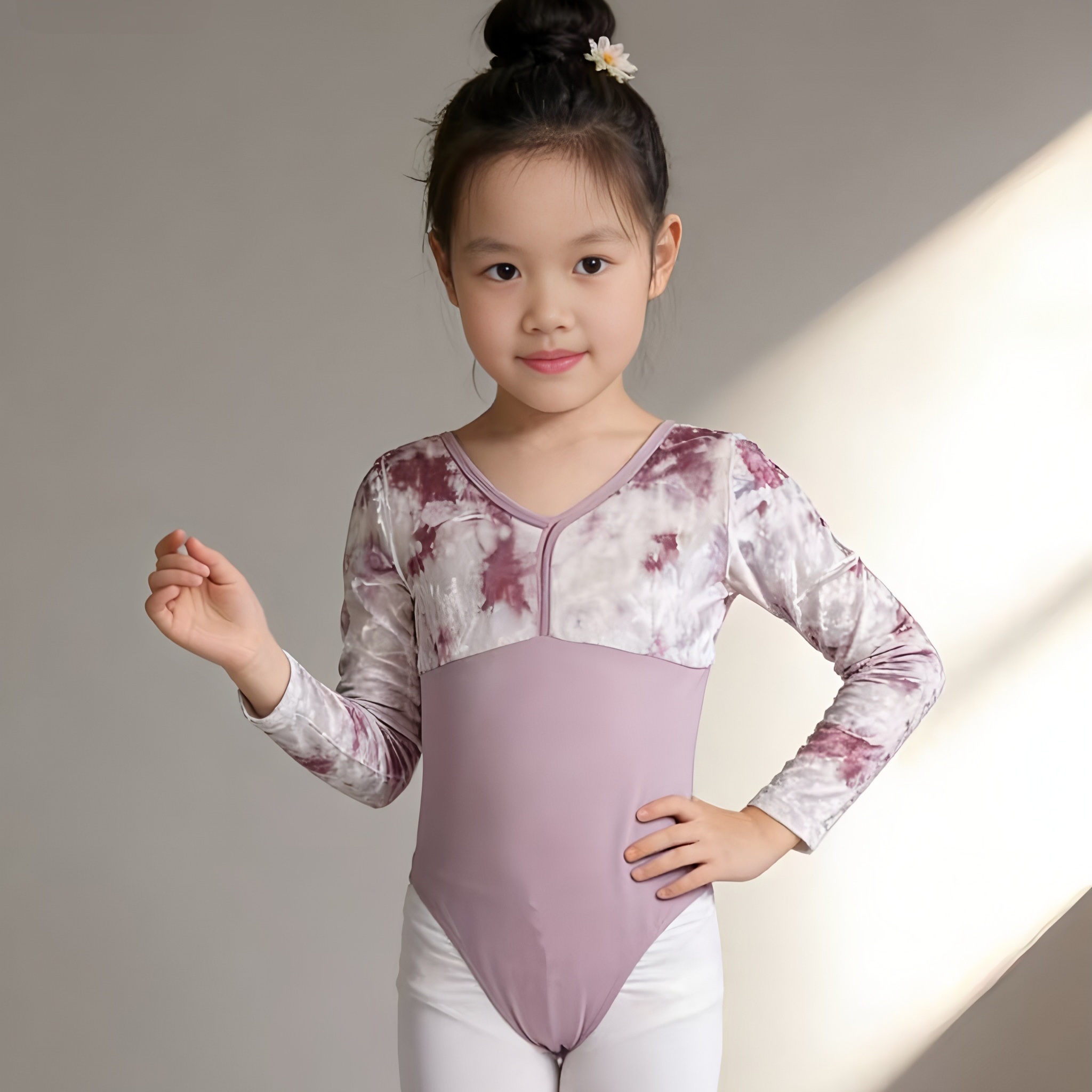 儿童舞蹈服丝绒长袖女芭蕾舞练功