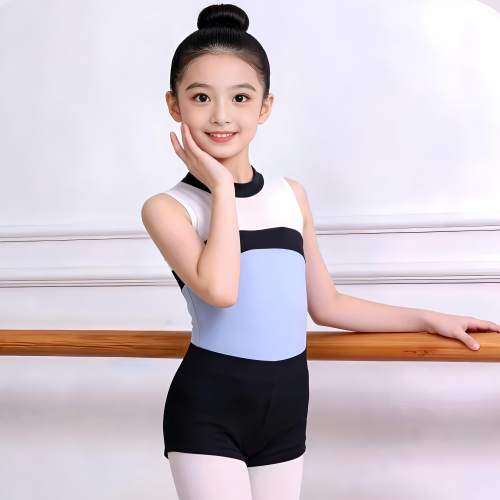 儿童舞蹈练功服女童连体挂脖背心