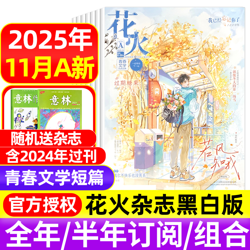 花火杂志黑白版2025年1-9/10/11月AB/全年半年订阅 非全彩版青春校园都市言情小说穿越同萱小说爱格飞言情飞魔幻