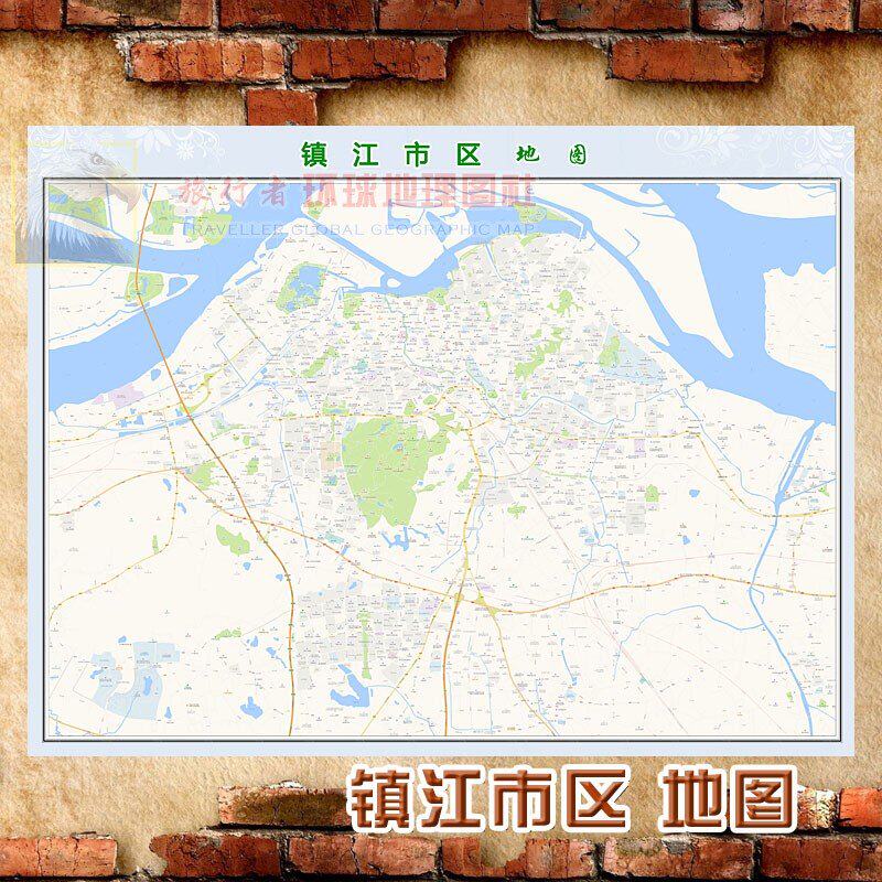 超大巨幅镇江市区地图墙贴定做城市城区海报2021u新版装饰画芯