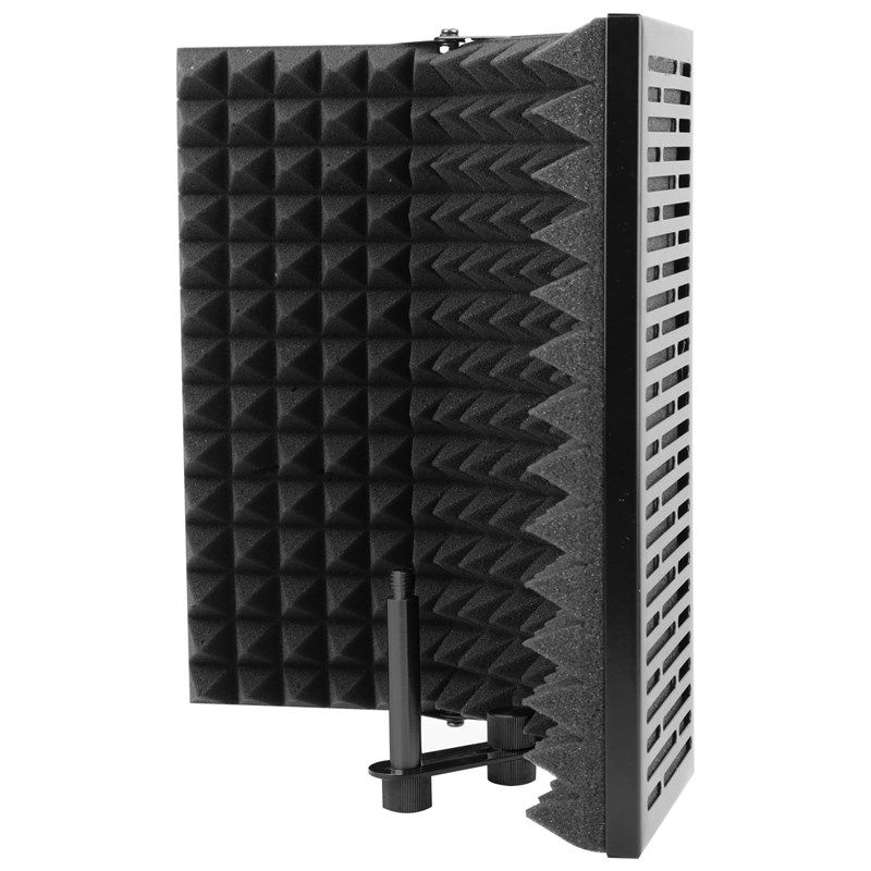 black foldable microphone isolation shield adjustable studi