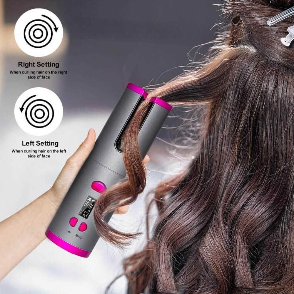 cordless auto rotating ceramic hair curler usb rechargeable