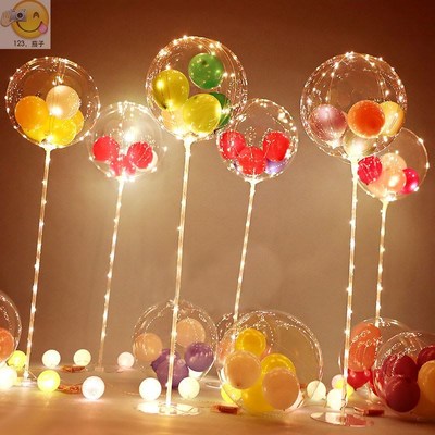 1Set Led Balloon With Column Stand Luminous Transparent Bobo