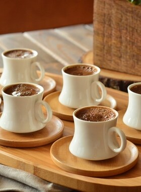 Traditional Turkish Coffee Cup Boxed Set with 6 Cups and 6