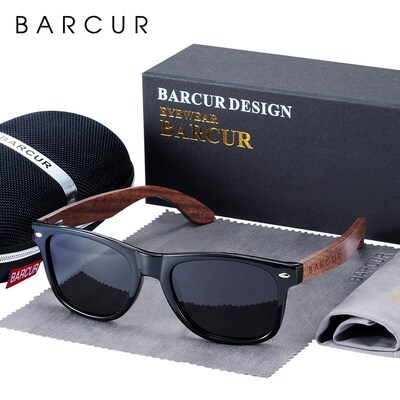 BARCUR High Quality Black Walnut Sunglasses Anti Reflecti M