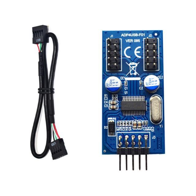 9pin USB header Male 1 to 2 / 4 Female Extension Cable Card