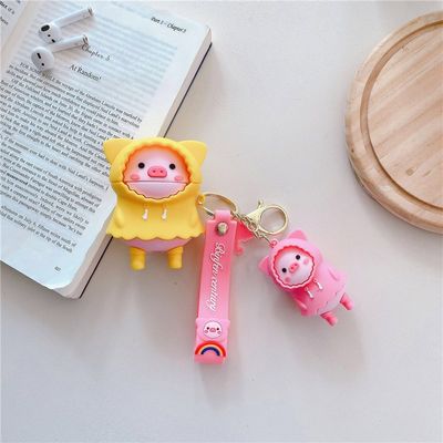 Cute 3D Raincoat pink Pig Bluetooth Headset Case For Apple