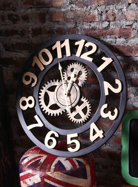 vintage industrial styel gear clock wall decoration pub/coff
