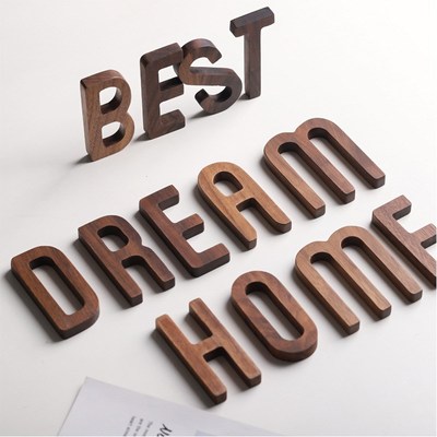1pc Walnut Wooden Letter English Alphabet DIY Personalised