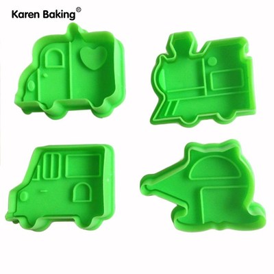 4PCS Car Muster Form Keks Maschine Kolben Paste Zucker Decor