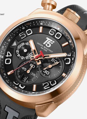 Rubber Strap T5 Luxury Gold Black male Quartz Chronograph g