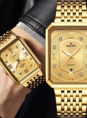 Luxury Golden Watches Men Top Brand Designer Quartz Wristwa