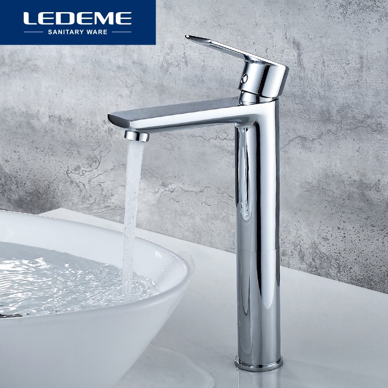 LEDEME Chrome Basin Faucets Deck Mounted Bathroom Sink Mixe