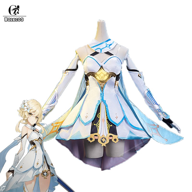 ROLECOS Genshin Impact Cosplay Costume Traveler Lumine Dres