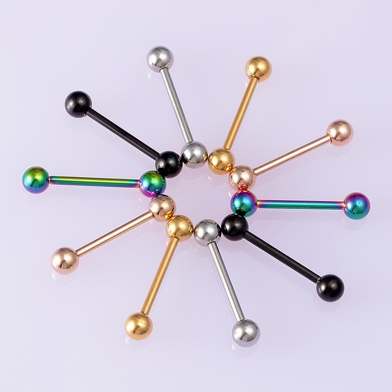 5pairs Stainless Steel Long Industrial Barbell ring 14G Ton