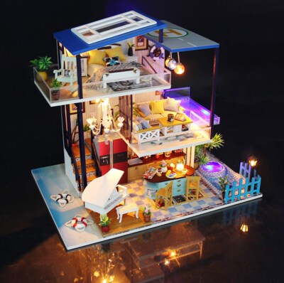 DIY Model Doll House Casa Miniature Dollhouse with Furniture