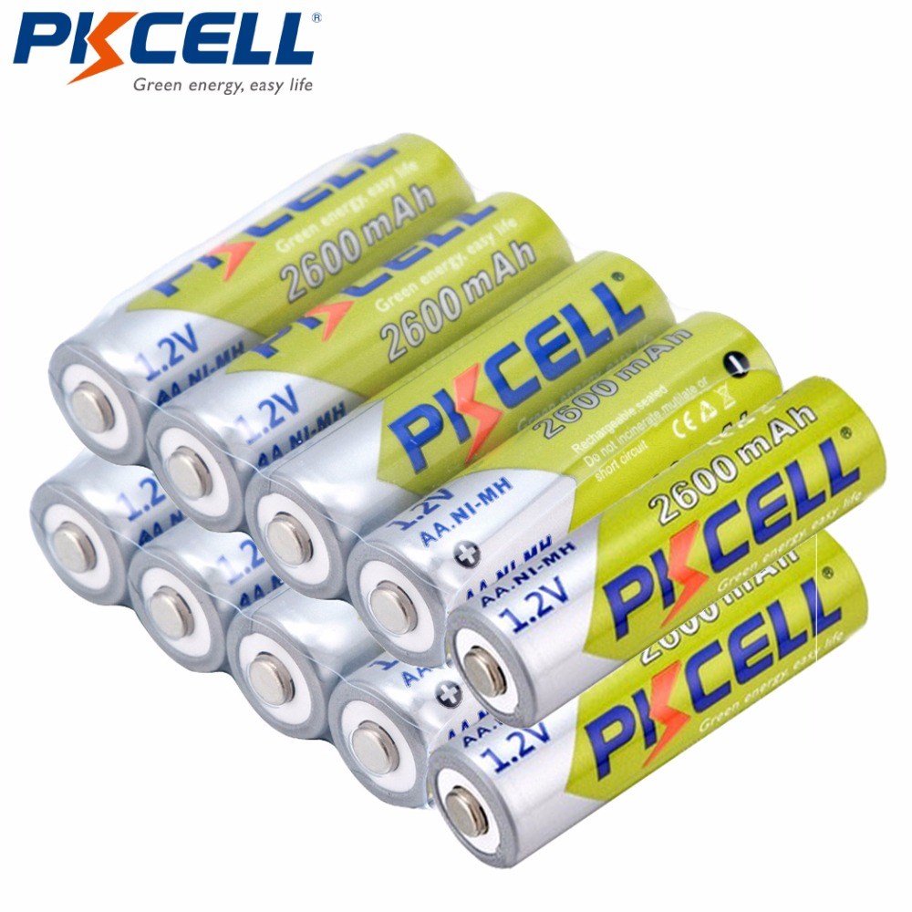 10Pcs PKCELL Ni-MH AA Batteries 2300mAh-2600mAh 1.2V NiMh AA