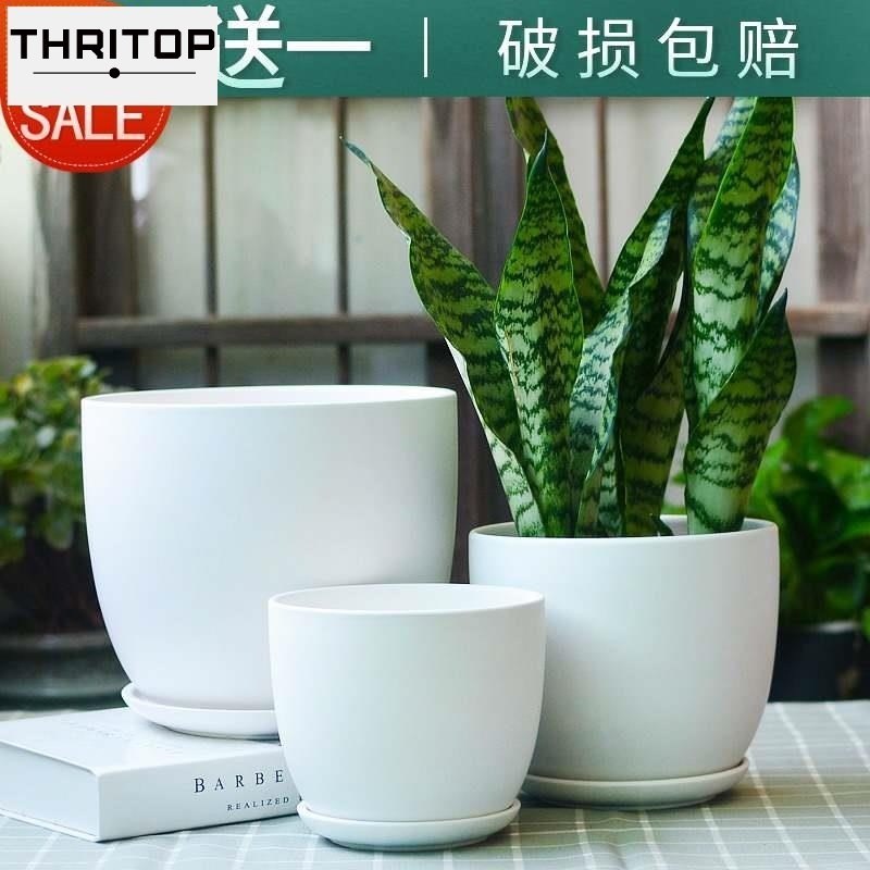 Flowerpot a large ceramic pot with tray 花盆