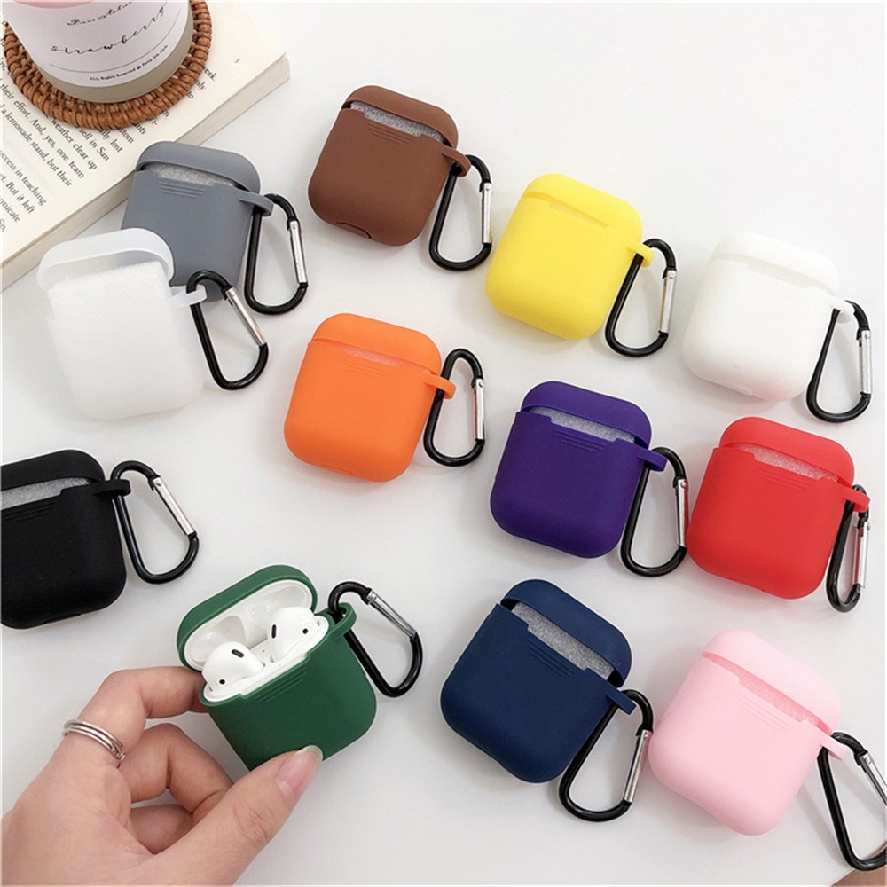 silicone  For Apple Airpods case cute with keychain Shockpr