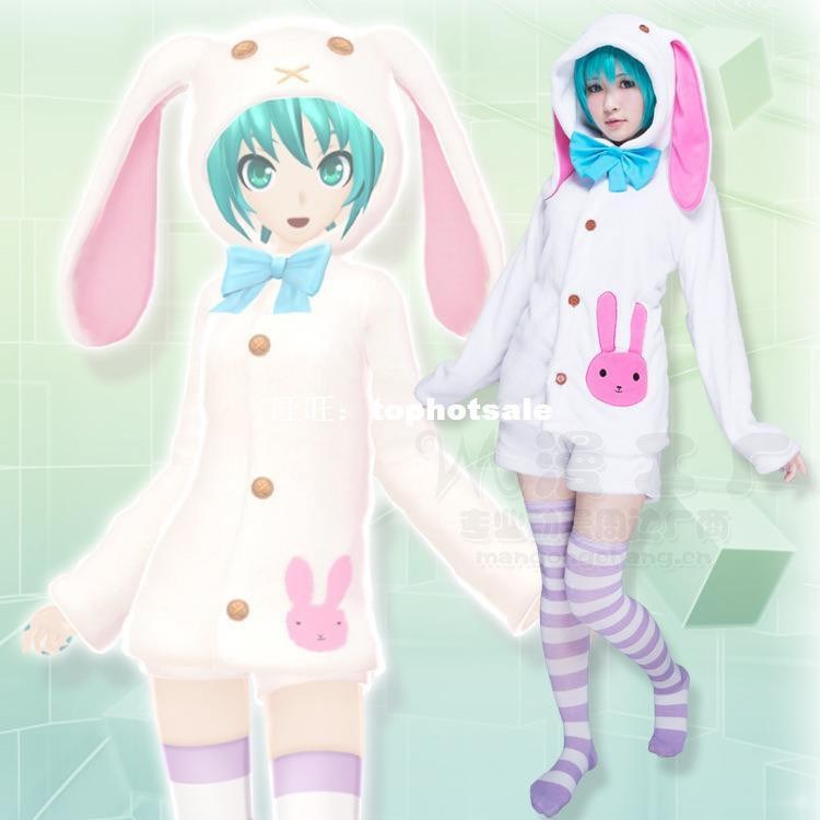 Anime Vocaloids V Miku Hatsune Rabbit Cosplay Costume Long E