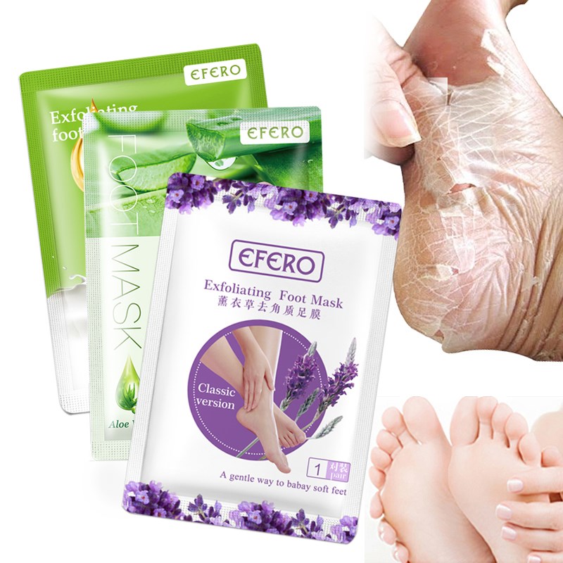 EFERO 6pcs=3pair Lavender/Aloe Feet Exfoliating Foot Mask Sk
