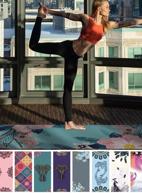 6 MM Lotus Pattern Suede TPE Yoga Mat Pad Non-slip Body Pila