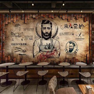 Custom wallpaper 3d mural retro barber shop beauty salon bac