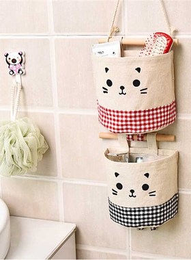 Cotton Linen Haning Organizers Wall Mounted Wardrobe Hanging