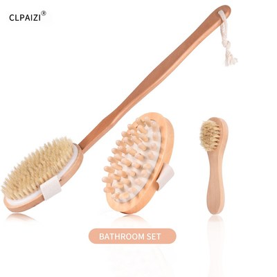 CLPAIZI Natural Bristle Body Massage Brush Exfoliation Prom