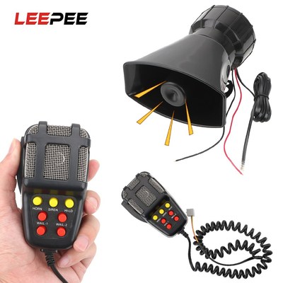 LEEPEE Car Horn Police Siren Air Horn Megaphone 12V 100W Car