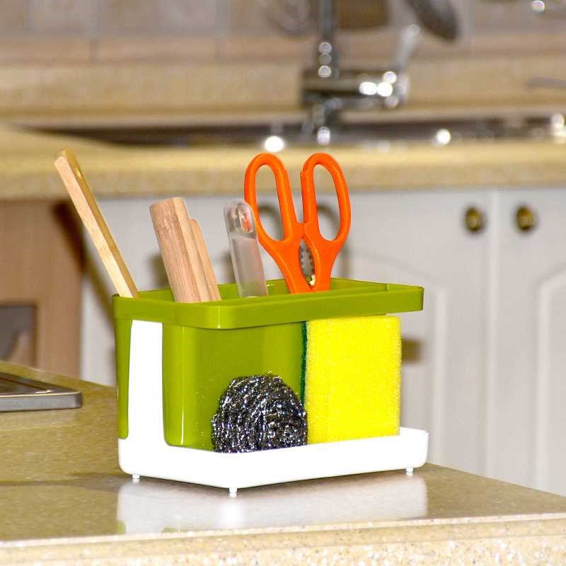 Kitchen Storage Organizer Rack Soap Sponge Brush Holder Sink