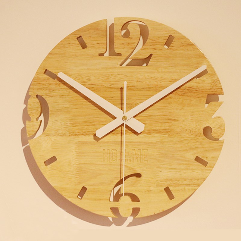 12 inches White Oak Soundless Wall Clock Home Decoration Clo