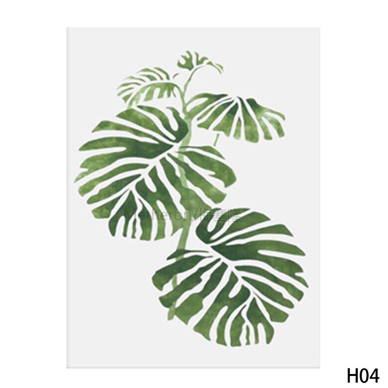 Watercolor Tropical Plant Leaves Minimalist Art Canvas Poste