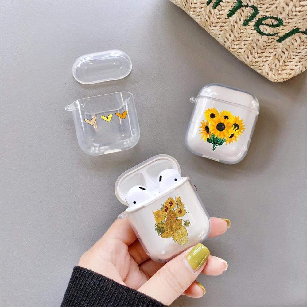 Cute Rose Sun Flower For Airpods Case Soft Silicone Shockpr