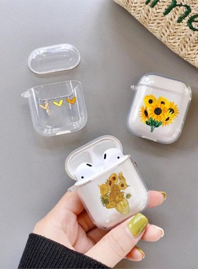 Cute Rose Sun Flower For Airpods Case Soft Silicone Shockpr