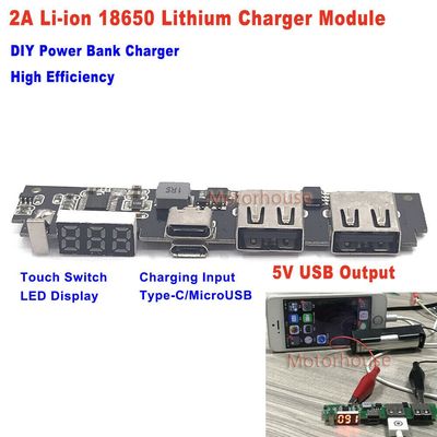 Dual USB LED Display 5V 2A Type c Lithium Li ion 18650 Batt