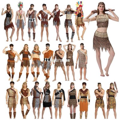 Leopard print cos primitives Adult Halloween African drum in