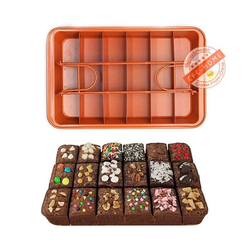Brownie Copper Steel Nonstick Baking Pan with Built-In Slice