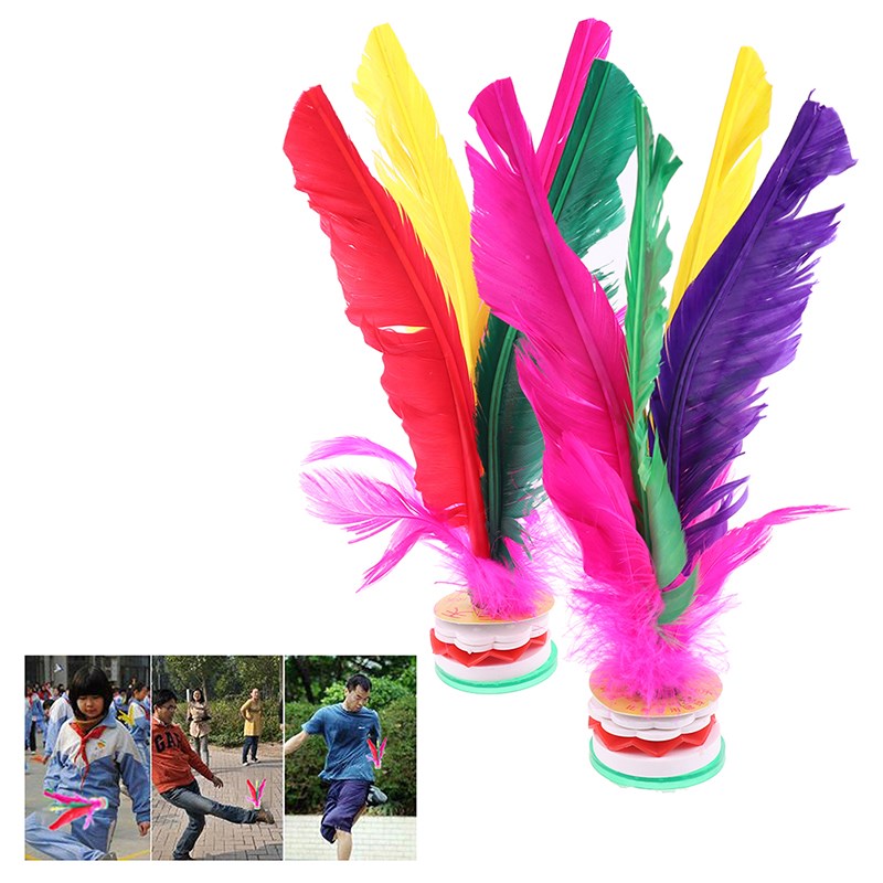 2pcs Colorful Feather Shuttlecock China Jianzi Foot Kick Han