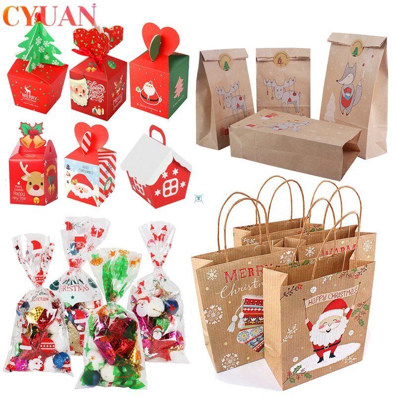 merry christmas gift bags xmas tree plastic packing bag