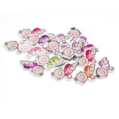 Mixed 2x50PCs 2 Holes Baby Boy Wooden Buttons Sewing and Scr