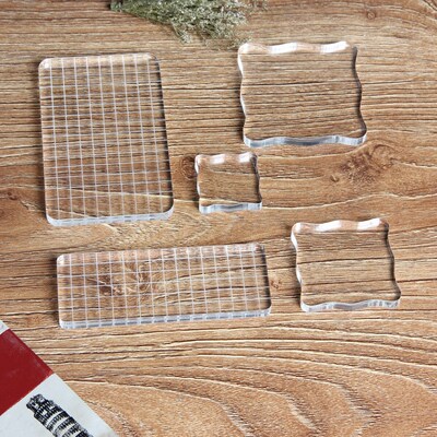 Dolce Vita 5pc Clear Stamp Acrylic Block with Grid Transpare