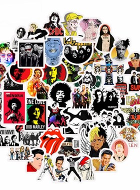 50pcs Rock Roll Music Retro Band Stickers Waterproof nirvan