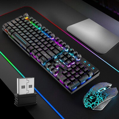 2.4G Rechargeable Wireless Gaming Keyboard and Mouse Set Col