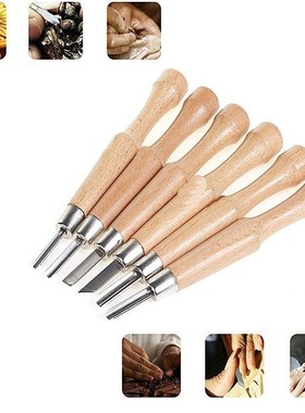 6pcs Wood Carving Chisels Knife For Basic Woodcut Working DI