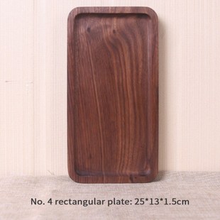 Black Walnut Wooden Tea Tray Serving Table Plate Food Storag